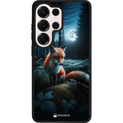 Coque Samsung Galaxy S26 Ultra - Silicone rigide noir Renard lune forêt
