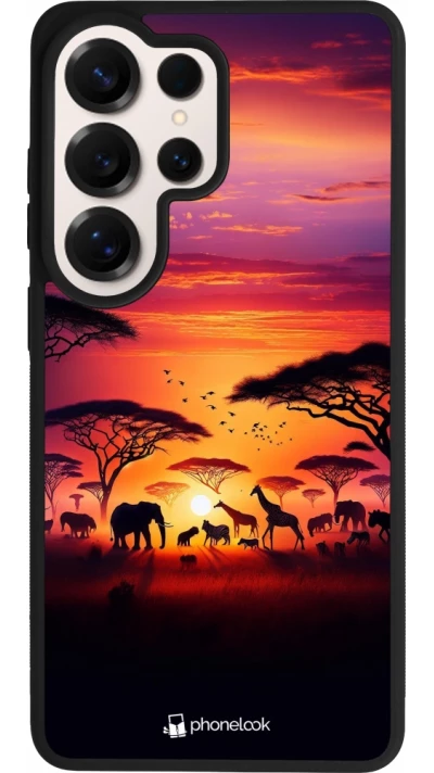 Samsung Galaxy S26 Ultra Case Hülle - Silikon schwarz Safari Sonnenuntergang Wildtiere