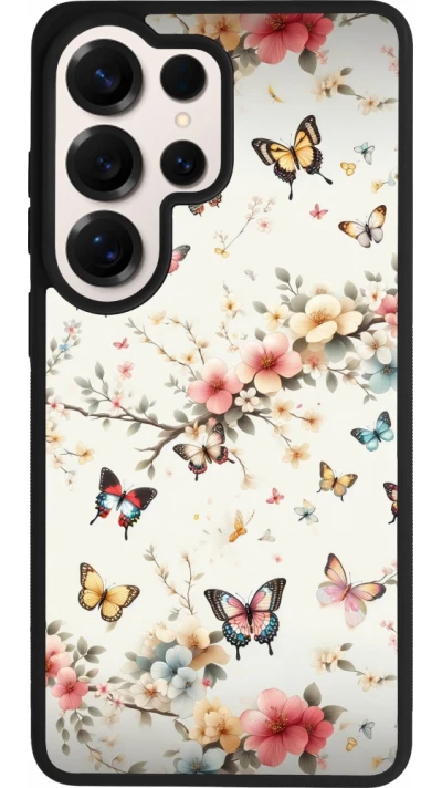 Coque Samsung Galaxy S26 Ultra - Silicone rigide noir Spring 25 Papillons Légers
