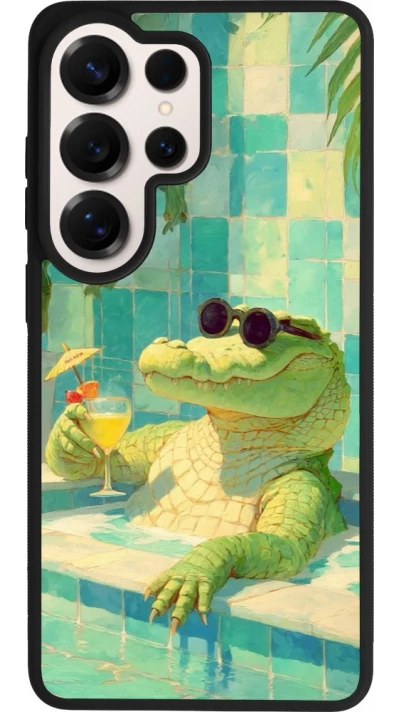 Samsung Galaxy S26 Ultra Case Hülle - Silikon schwarz Crocodile in the swimming pool Summer 2026