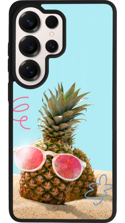 Samsung Galaxy S26 Ultra Case Hülle - Silikon schwarz Pineapple with glasses Summer 2026