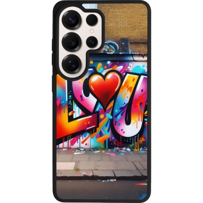 Coque Samsung Galaxy S26 Ultra - Silicone rigide noir Valentine 2025 Love U Tag