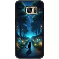 Samsung Galaxy S7 Case Hülle - Schwarze Katze Spaziergang