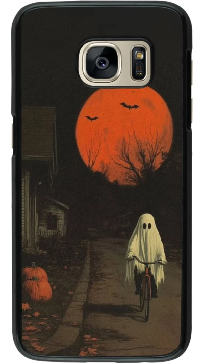 Samsung Galaxy S7 Case Hülle - Halloween 2025 Ghost on a bicycle
