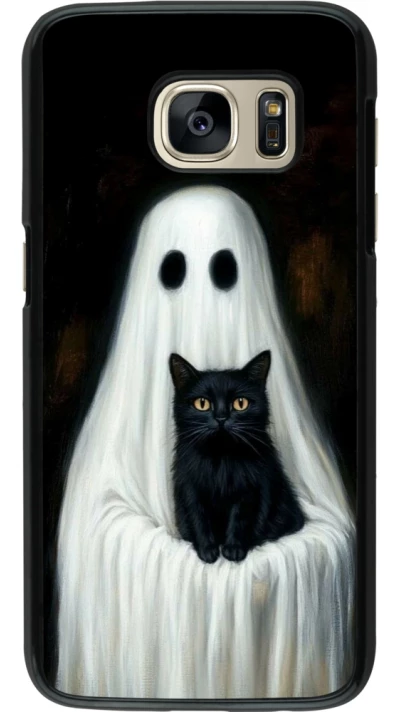 Samsung Galaxy S7 Case Hülle - Halloween 2025 Ghost with black cat