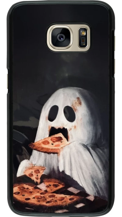 Coque Samsung Galaxy S7 - Halloween 2026 Ghost eating pizza