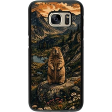 Samsung Galaxy S7 Case Hülle - Linocut Murmeltier