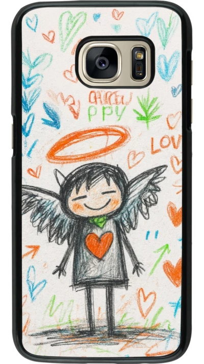Samsung Galaxy S7 Case Hülle - Little Angel Sketch Love