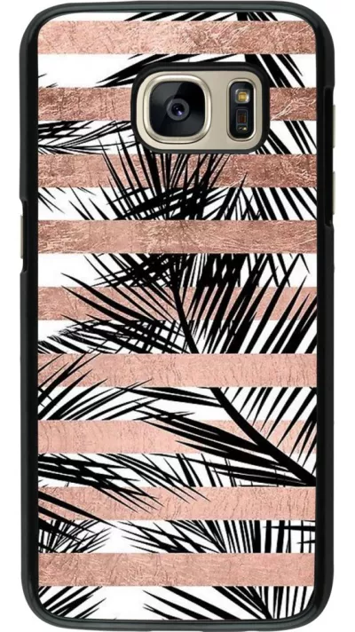 Coque Samsung Galaxy S7 - Palm trees gold stripes