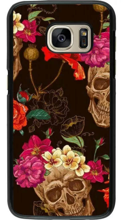 Coque Samsung Galaxy S7 - Skulls and flowers