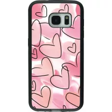 Samsung Galaxy S7 Case Hülle - Silikon schwarz Easter 2023 pink hearts