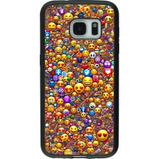Samsung Galaxy S7 Case Hülle - Silikon schwarz Emoji gemischt