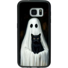 Samsung Galaxy S7 Case Hülle - Silikon schwarz Halloween 2025 Ghost with black cat