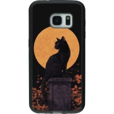 Coque Samsung Galaxy S7 - Silicone rigide noir Halloween 2026 Cat Art Nouveau