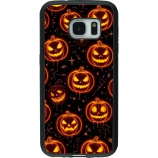 Coque Samsung Galaxy S7 - Silicone rigide noir Halloween 2026 Pattern Pumpkins