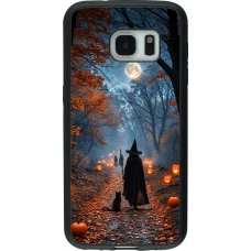 Coque Samsung Galaxy S7 - Silicone rigide noir Halloween 2026 Witch with a cat