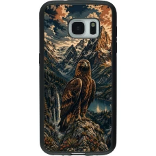Samsung Galaxy S7 Case Hülle - Silikon schwarz Linocut Steinadler