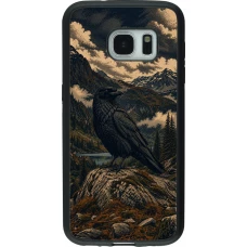 Samsung Galaxy S7 Case Hülle - Silikon schwarz Linocut Grosser Rabe
