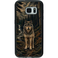 Samsung Galaxy S7 Case Hülle - Silikon schwarz Linocut Wold
