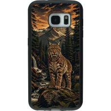 Samsung Galaxy S7 Case Hülle - Silikon schwarz Linocut Luchs