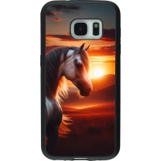 Samsung Galaxy S7 Case Hülle - Silikon schwarz Majestätischer Sonnenuntergang Pferd
