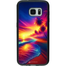 Samsung Galaxy S7 Case Hülle - Silikon schwarz Strand Sonnenuntergang auffällig