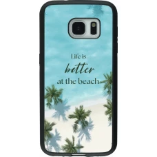 Coque Samsung Galaxy S7 - Silicone rigide noir Summer 2025 Life is better at the beach