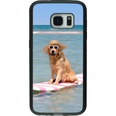 Samsung Galaxy S7 Case Hülle - Silikon schwarz Summer Dog on Paddle