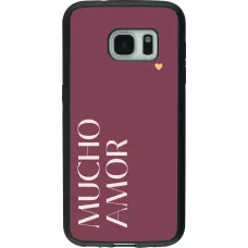 Samsung Galaxy S7 Case Hülle - Silikon schwarz Valentine 2024 mucho amor rosado