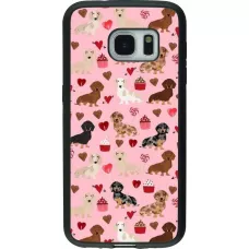 Samsung Galaxy S7 Case Hülle - Silikon schwarz Valentine 2024 puppy love