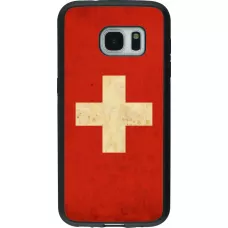 Coque Samsung Galaxy S7 - Silicone rigide noir Vintage Flag SWISS