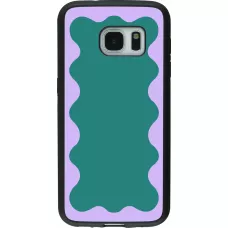 Samsung Galaxy S7 Case Hülle - Silikon schwarz Wavy Rectangle Green Purple