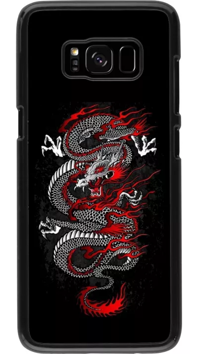 Samsung Galaxy S8 Case Hülle - Japanese style Dragon Tattoo Red Black