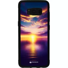 Coque Samsung Galaxy S8 - Silicone rigide noir Coucher soleil jaune violet