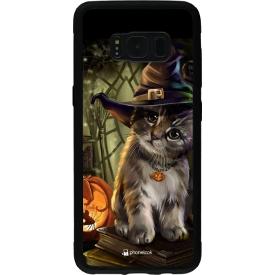 Coque Samsung Galaxy S8 - Silicone rigide noir Halloween 21 Witch cat