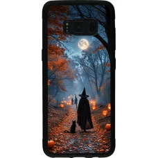 Coque Samsung Galaxy S8 - Silicone rigide noir Halloween 2026 Witch with a cat