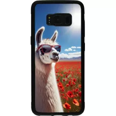 Samsung Galaxy S8 Case Hülle - Silikon schwarz Lama Chic in Mohnblume