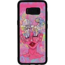 Samsung Galaxy S8 Case Hülle - Silikon schwarz Psychedelic pink mushroom