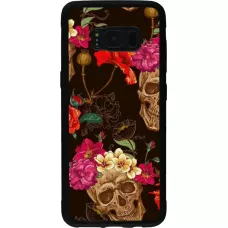 Coque Samsung Galaxy S8 - Silicone rigide noir Skulls and flowers