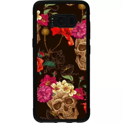 Coque Samsung Galaxy S8 - Silicone rigide noir Skulls and flowers