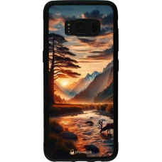 Samsung Galaxy S8 Case Hülle - Silikon schwarz Tal Sonnenuntergang Hirsch Baum
