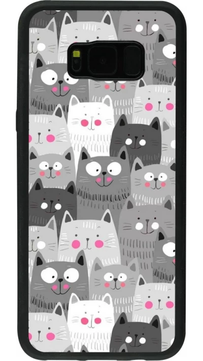 Coque Samsung Galaxy S8+ - Silicone rigide noir Chats gris troupeau