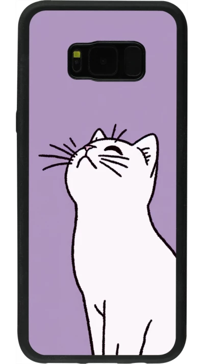 Coque Samsung Galaxy S8+ - Silicone rigide noir Chat sur fond violet