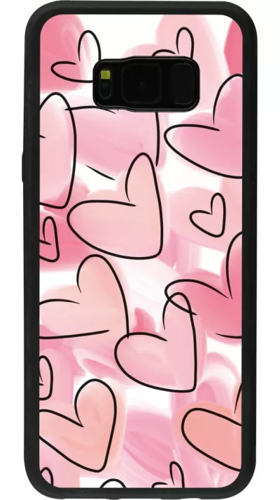 Coque Samsung Galaxy S8+ - Silicone rigide noir Easter 2023 pink hearts