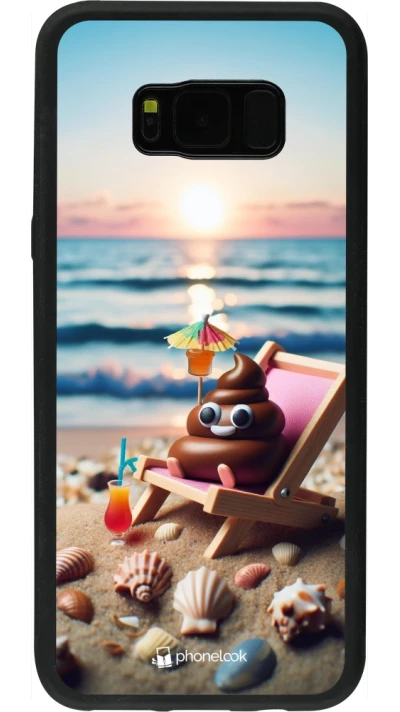 Coque Samsung Galaxy S8+ - Silicone rigide noir Emoji caca sur chaise longue