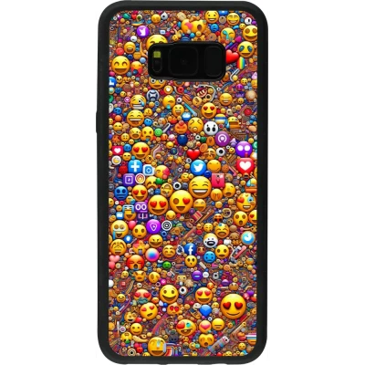 Coque Samsung Galaxy S8+ - Silicone rigide noir Emoji mixed