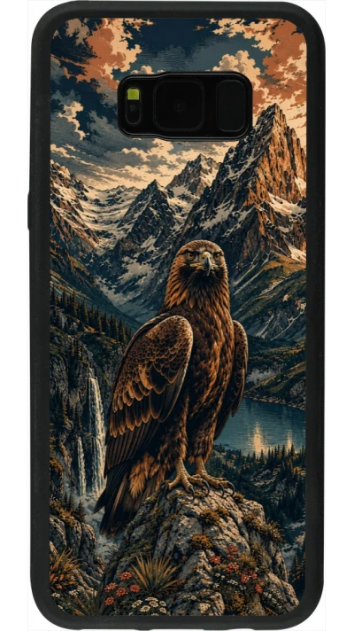 Coque Samsung Galaxy S8+ - Silicone rigide noir Linocut Aigle Royal