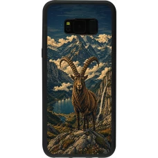 Samsung Galaxy S8+ Case Hülle - Silikon schwarz Linocut Steinbock