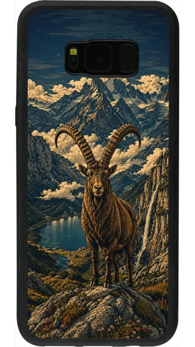 Coque Samsung Galaxy S8+ - Silicone rigide noir Linocut Bouquetin