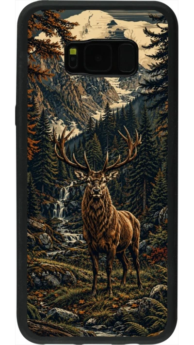 Coque Samsung Galaxy S8+ - Silicone rigide noir Linocut Cerf